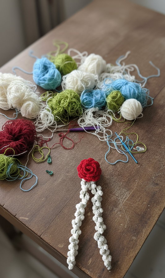 Handmade Crocheted Rose Tassel Accessory