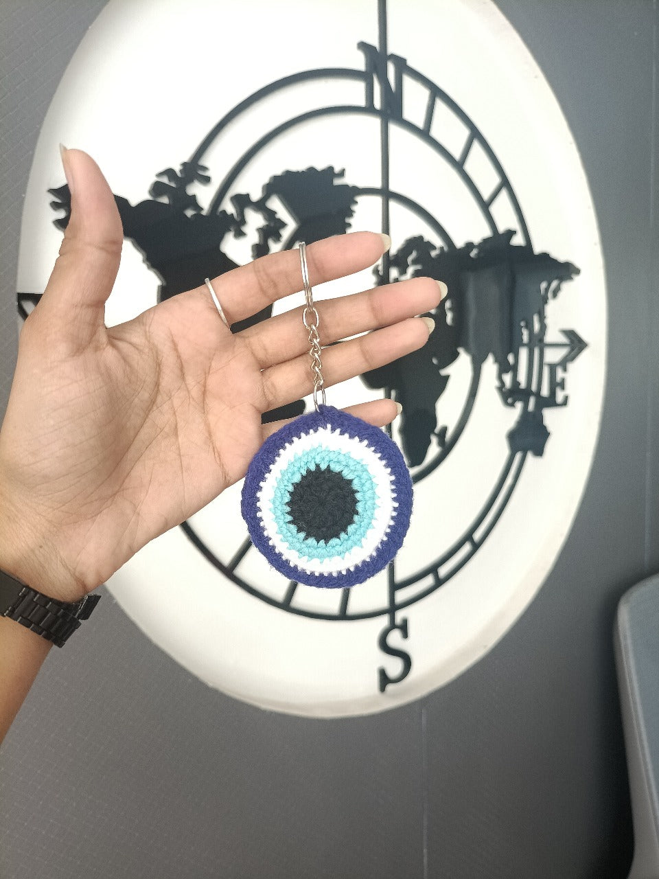 Handmade Crochet Evil Eye Keychain