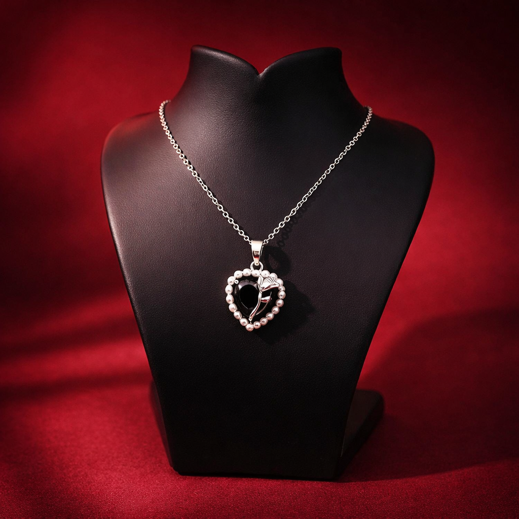 Pearl Heart Anti-Tarnish Silver Pendant Necklace