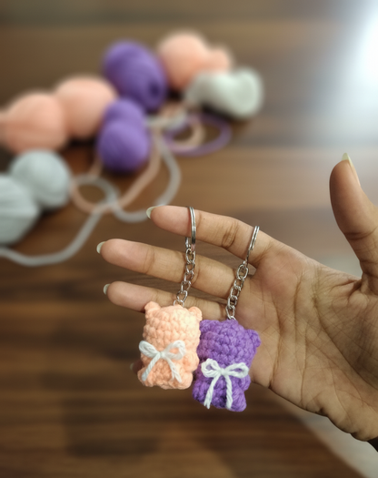 Handmade Crochet Teddy Keychains