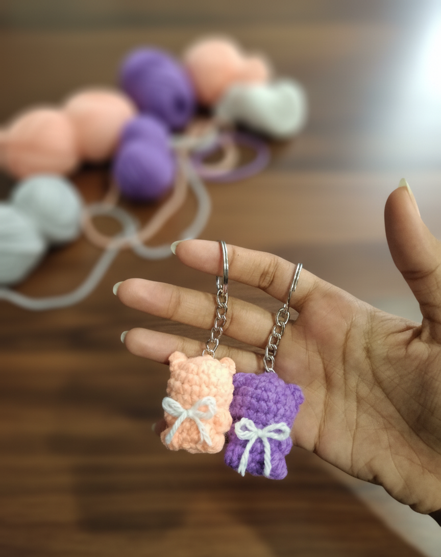 Handmade Crochet Teddy Keychains