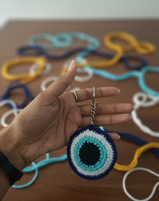 Handmade Crochet Evil Eye Keychain
