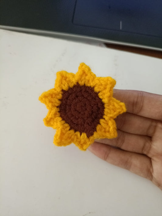 Handmade Crocheted Sunflower Hair Clip