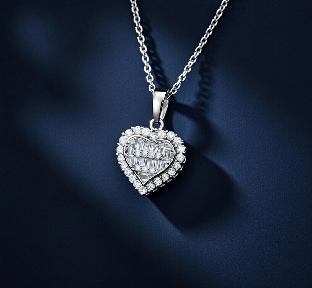 Aurora Heart Silver Plated Pendant Necklace