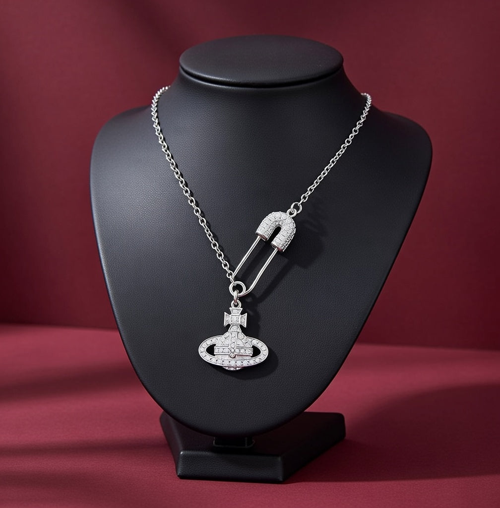 Aurora Orbit Anti-Tarnish Silver Plated Statement Necklace