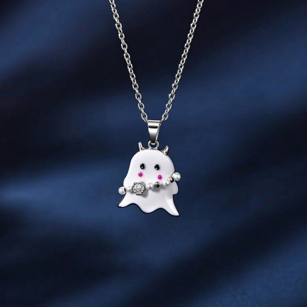 Luna Ghost Silver Plated Pendant Necklace