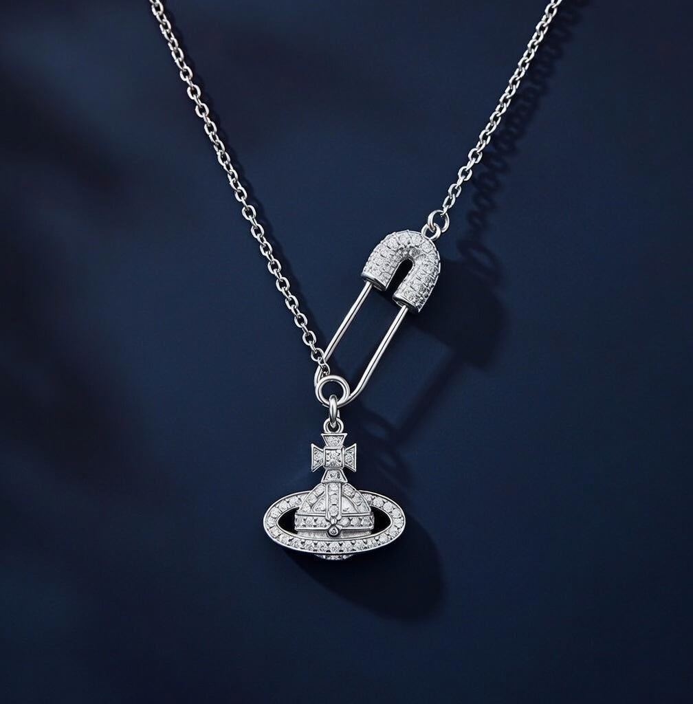 Aurora Orbit Anti-Tarnish Silver Plated Statement Necklace