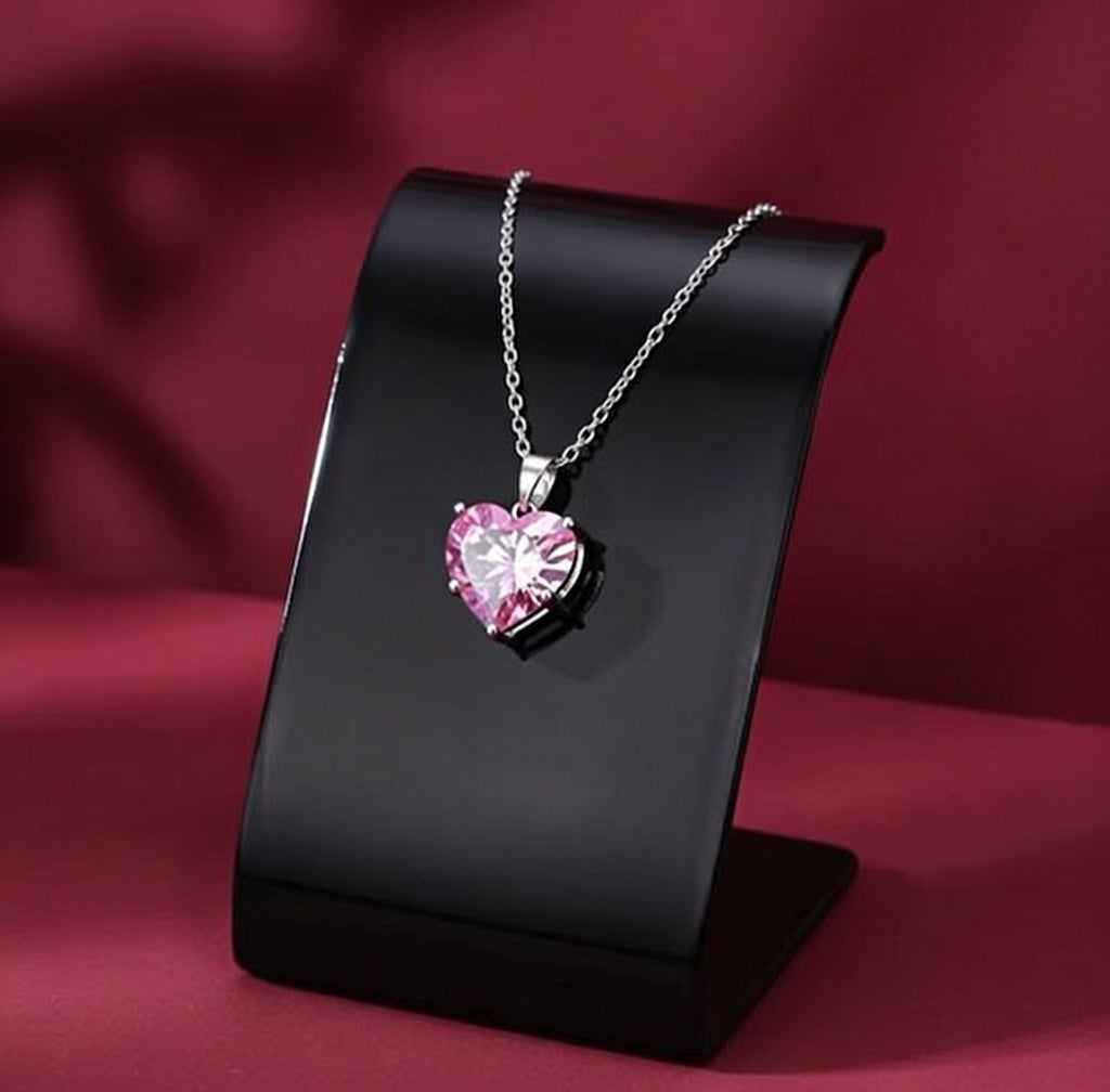 Amour Luxe Anti-Tarnish Silver Plated Heart Pendant Necklace