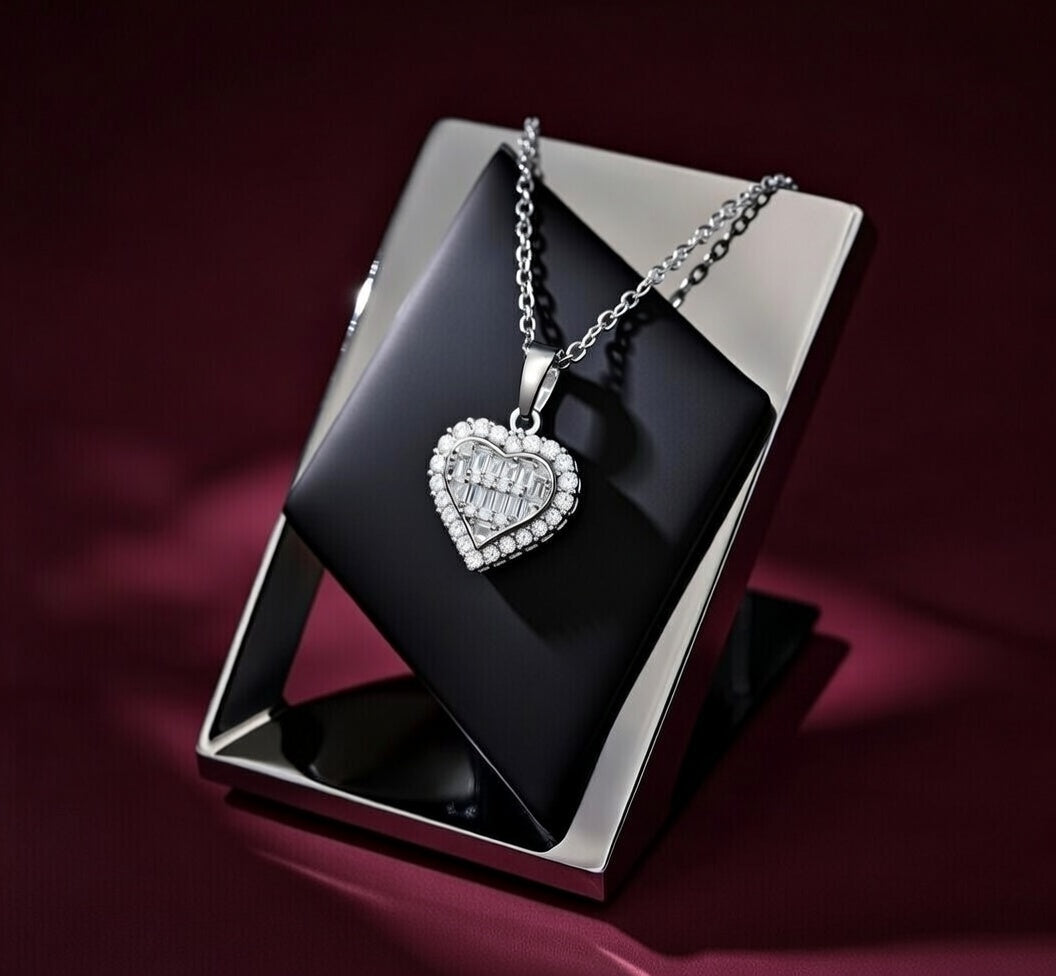 Aurora Heart Silver Plated Pendant Necklace