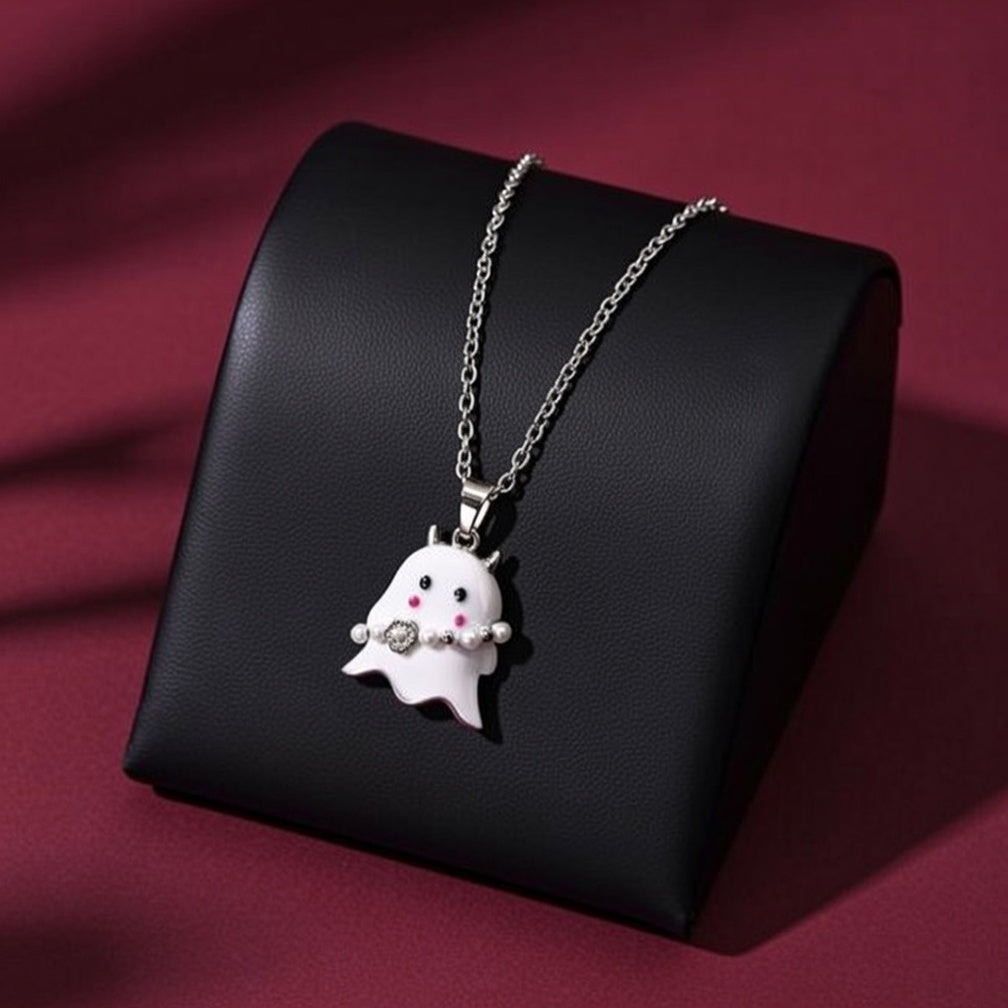 Luna Ghost Silver Plated Pendant Necklace