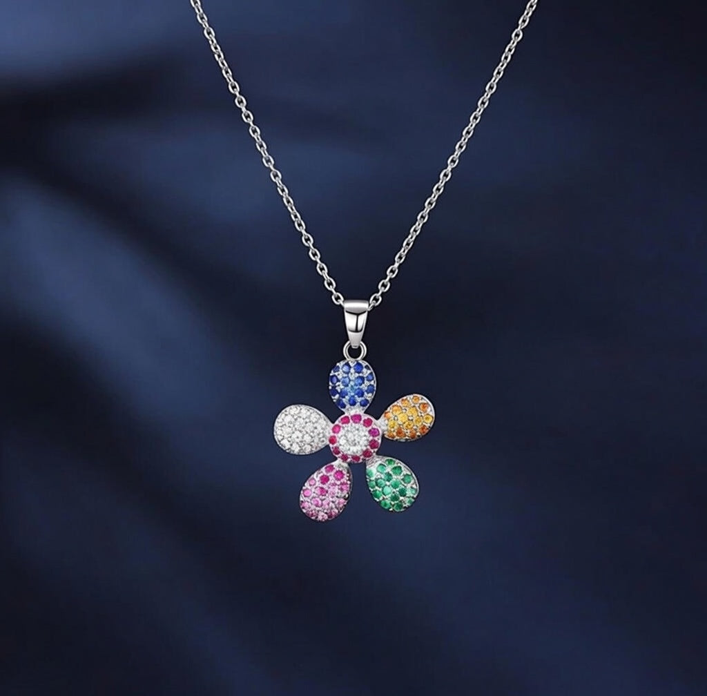 Bloom Aura Anti-Tarnish Silver Plated Floral Pendant Necklace